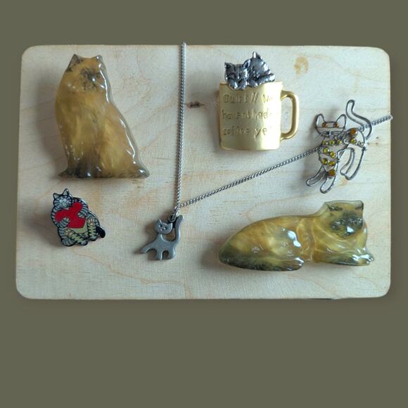 Vintage Lot of Cat Jewelry ~ Sweden Danecraft artisan - Picture 1 of 8